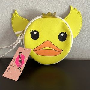 BETSEY JOHNSON YELLOW ANGEL DUCK COIN PURSE WRISTLET